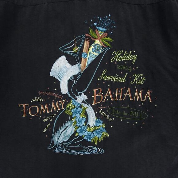 TOMMY BAHAMA Silk Button Down Hawaiian Christmas Novelty Embroidered Shirt XL - Picture 2 of 8